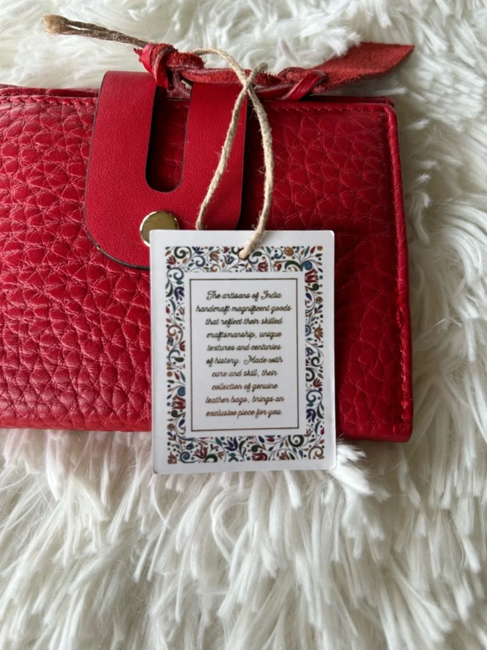 Genuine Leather | Red Pebbled Leather Bi-Fold Wallet